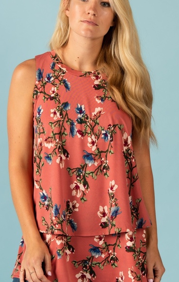 Tiered Tunic Tank Terracotta Chambray - Picture 5 of 5